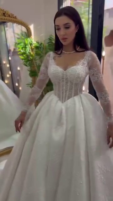 G21-024A - Champagne Elegant Ball Gown Wedding Dress - Gelinlik21