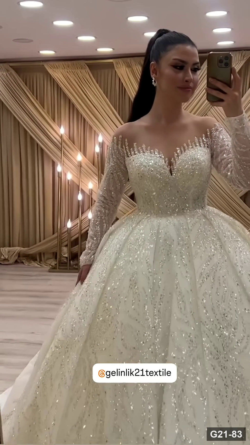 G21-083 Ivory Ball Gown Wedding Dress Main Clean Frame