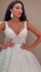 G21-144A - Soft Ivory Beaded Lace Ball Gown Wedding Dress - Gelinlik21