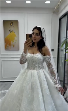 G21-056 айвори пышное платье кружево свадебное платье и шлейф Chapel