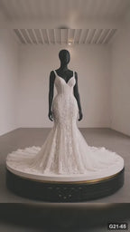 G21-065 Ivory Mermaid Lace Wedding Dress and Chapel Train