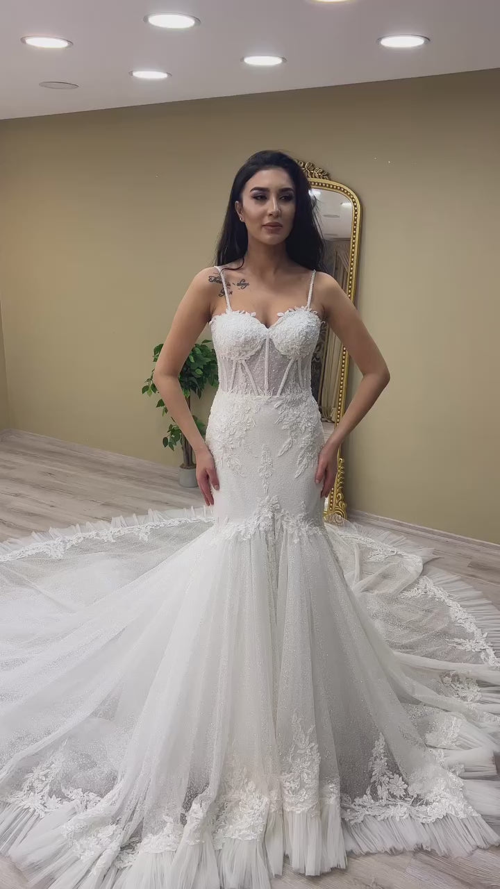 G21-115A - Ivory Beaded Lace Ball Gown Wedding Dress