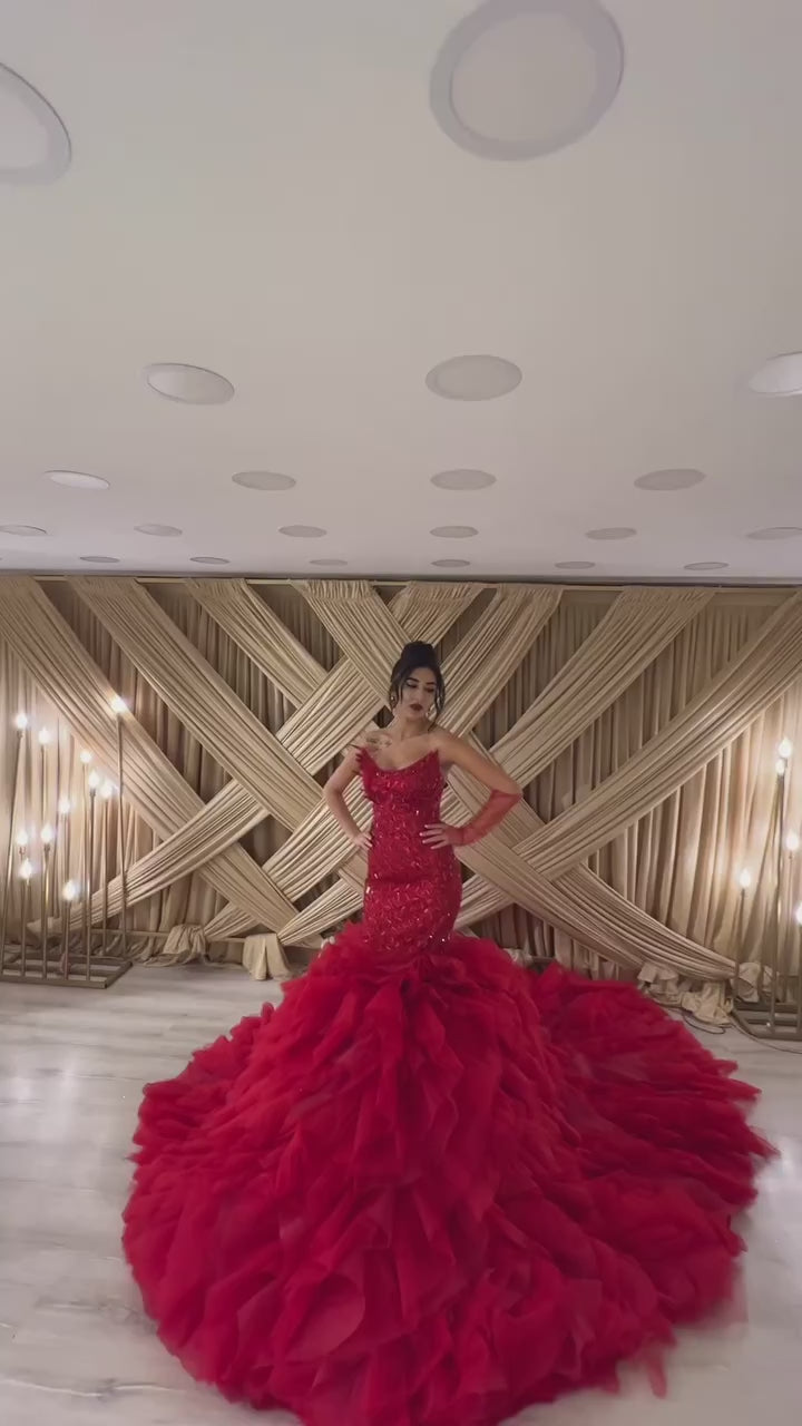 G21-132A - Crimson Elegant Ball Gown Wedding Dress
