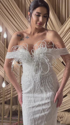 G21-112A - Soft Ivory Beaded Lace Ball Gown Wedding Dress