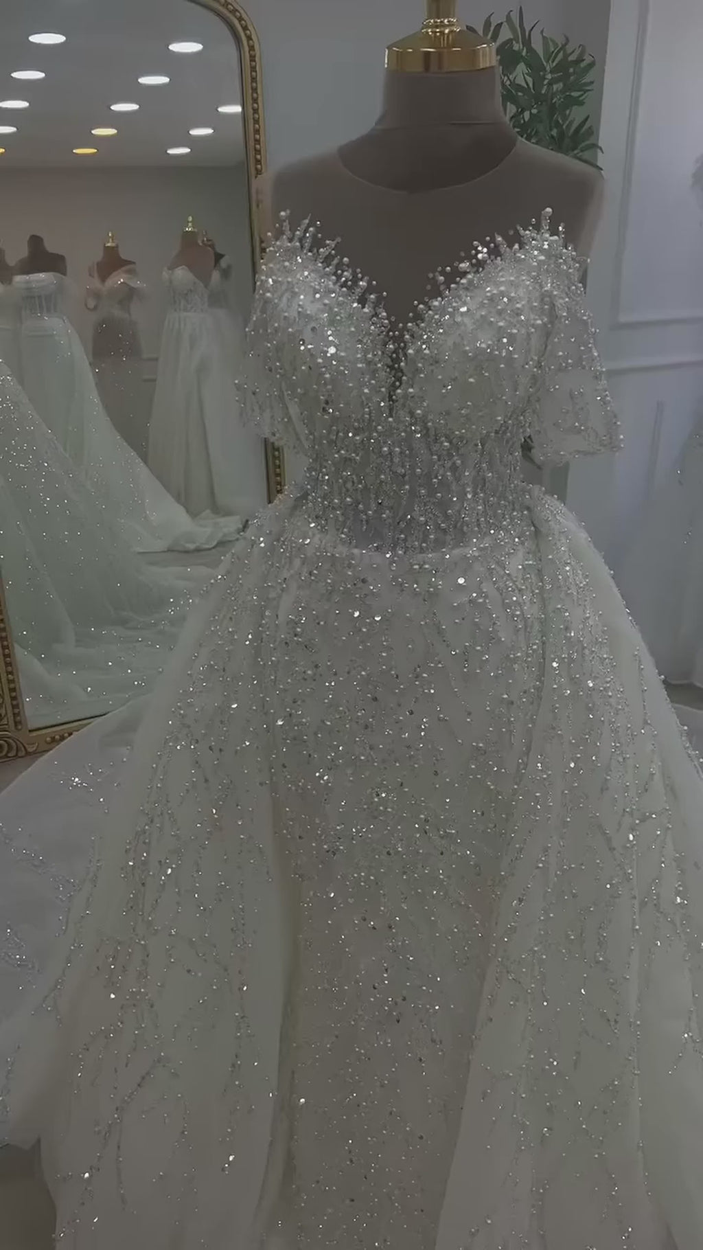 G21-111 Ivory Ball Gown Lace Wedding Dress and Chapel Train