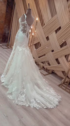 G21-120 Ivory Mermaid Lace Wedding Dress and Cathedral Train