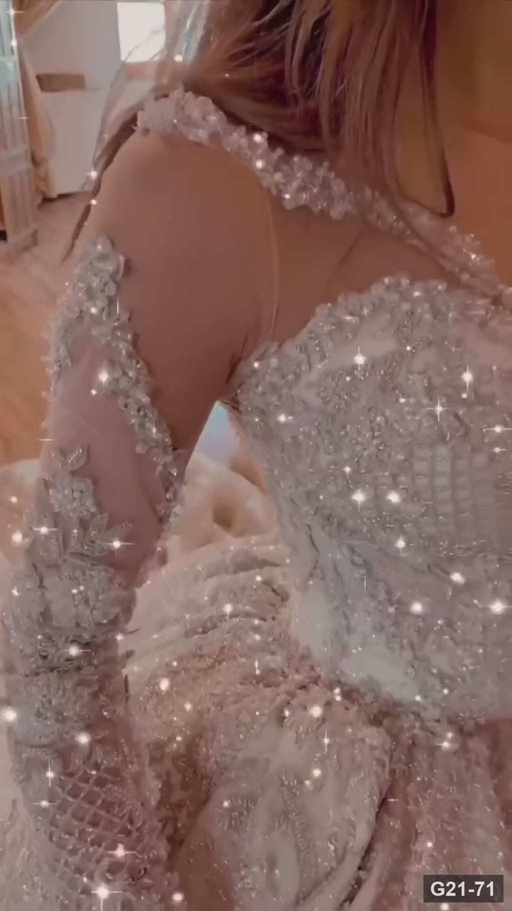 G21-071 Ivory A-Line Lace Wedding Dress and Chapel Train
