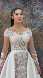 G21-148A - Ivory Beaded Lace Ball Gown Wedding Dress