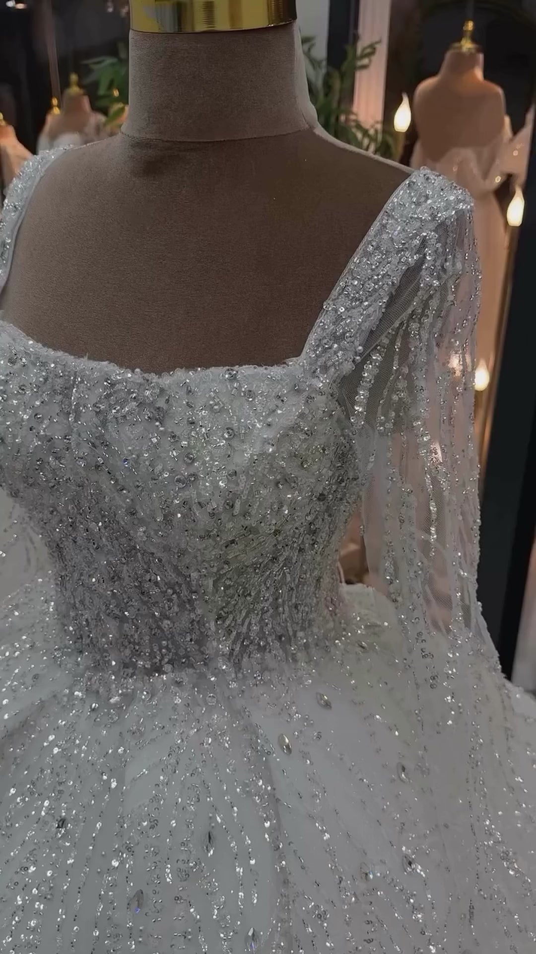 G21-105 Ivory Ball Gown Lace Wedding Dress and Chapel Train