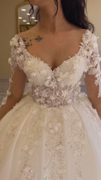 G21-100 Ivory Ball Gown Lace Wedding Dress and Chapel Train