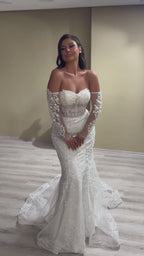 G21-088A - Soft Ivory Beaded Lace Ball Gown Wedding Dress